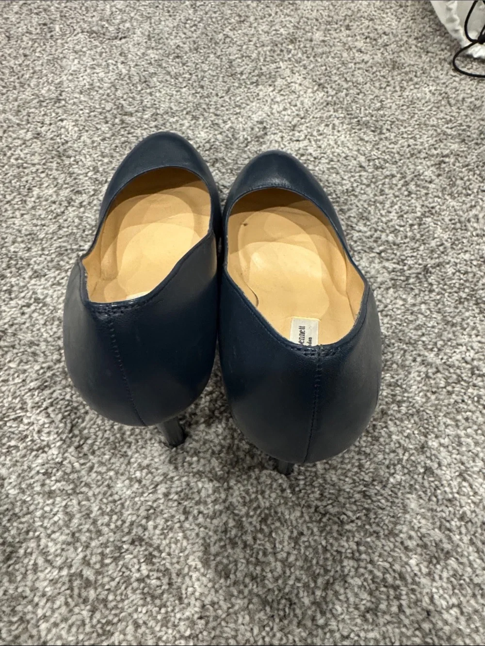 LK Bennett Navy Round-Toe Leather Pumps